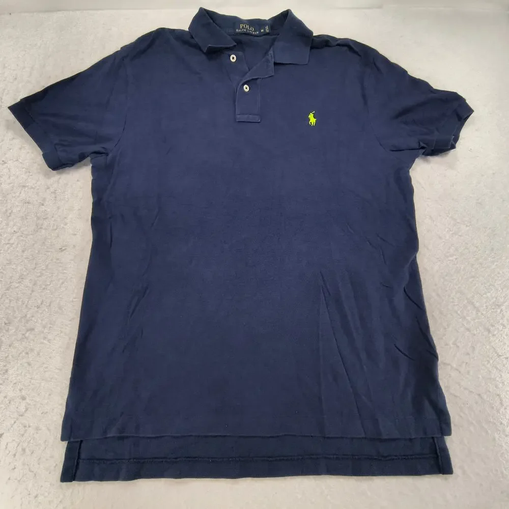 Polo Ralph Lauren Short Sleeve Collared Polo Shirt Mens Size Medium M Navy